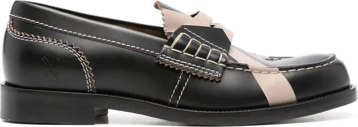 Cross-Print Leather Loafers