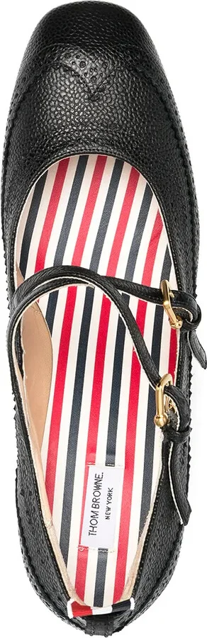 Cross-Strap Detail Brogued Mary-Jane Pumps - Image 4