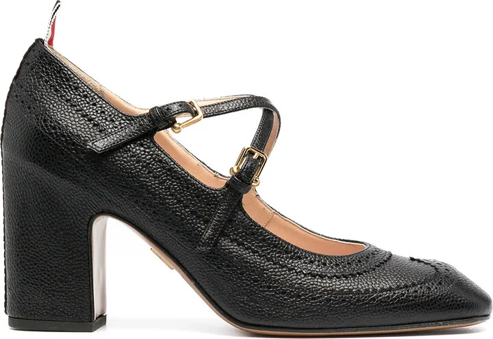 Cross-Strap Detail Brogued Mary-Jane Pumps