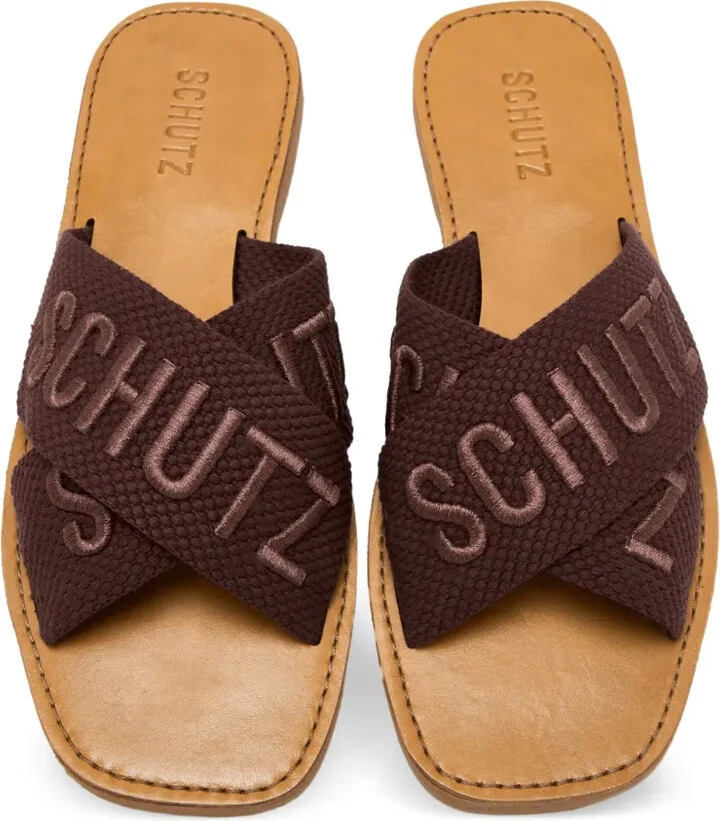 Cross-Strap Embroidered Sandals - Image 2
