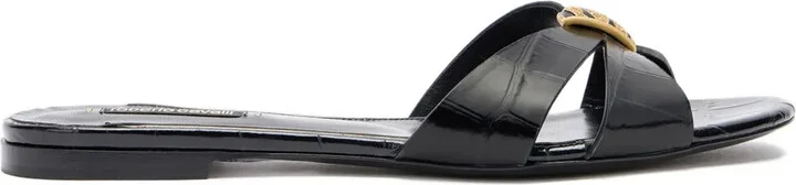 Cross-Strap Jewel-Embellished Flat Sandals