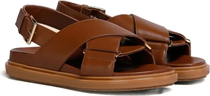 Cross-Strap Leather Sandals - Image 2