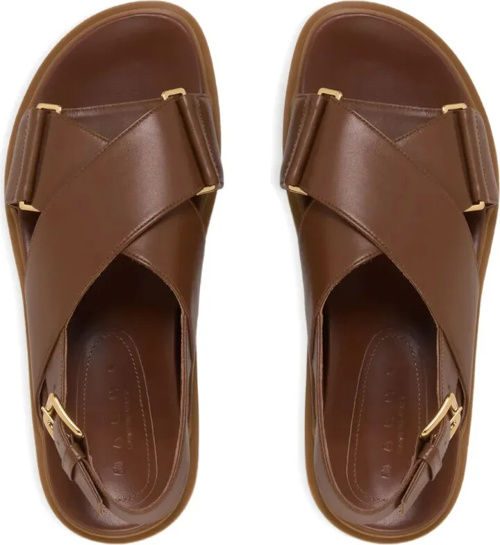 Cross-Strap Leather Sandals - Image 4