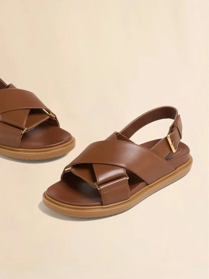 Cross-Strap Leather Sandals - Image 5