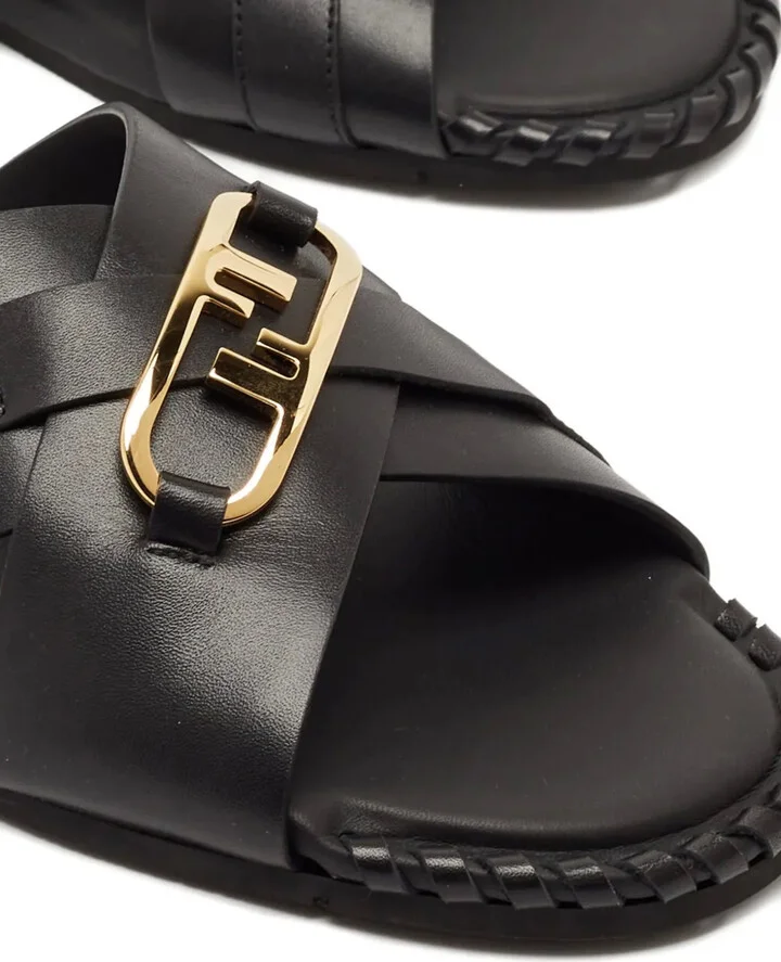 Cross-Strap Leather Sandals - Image 5