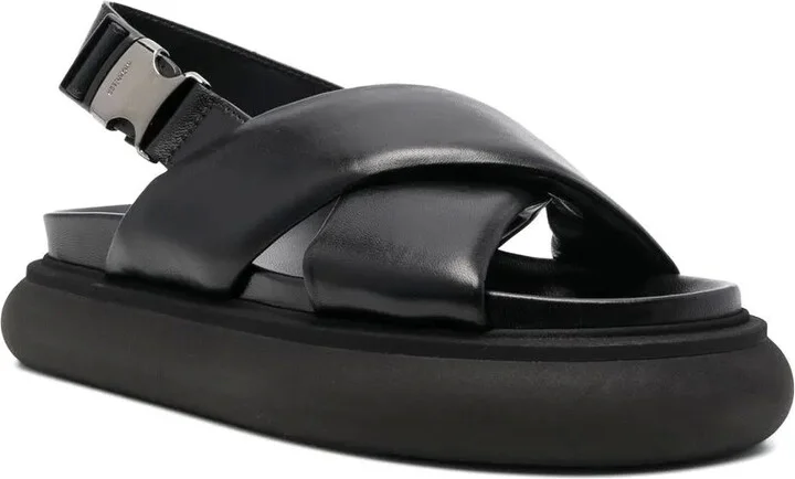 Cross-Strap Leather Sandals - Image 2