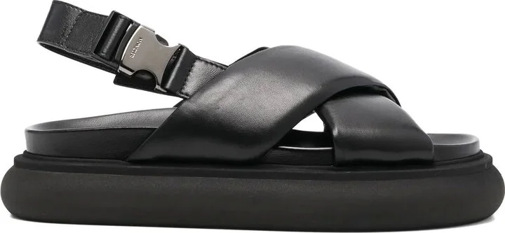 Cross-Strap Leather Sandals