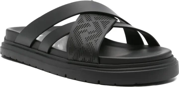 Cross-Strap Leather Slides - Image 2