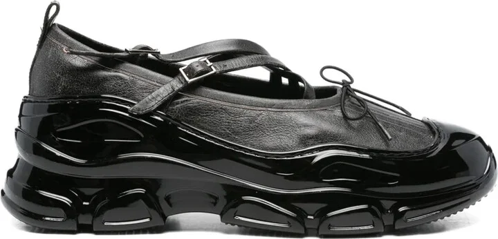 Cross-Strap Patent-Toe Sneakers