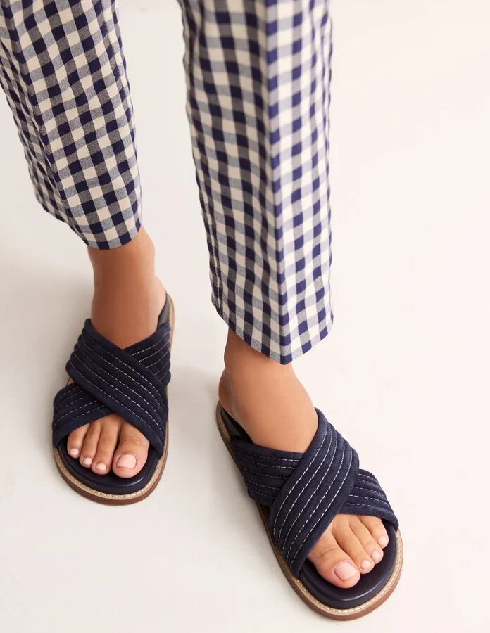 Cross Strap Sliders, Navy