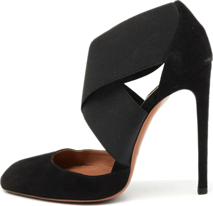 Cross-Strap Suede Pumps