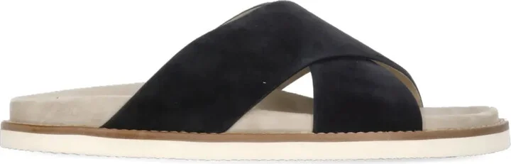 Cross-Strap Suede Sandals