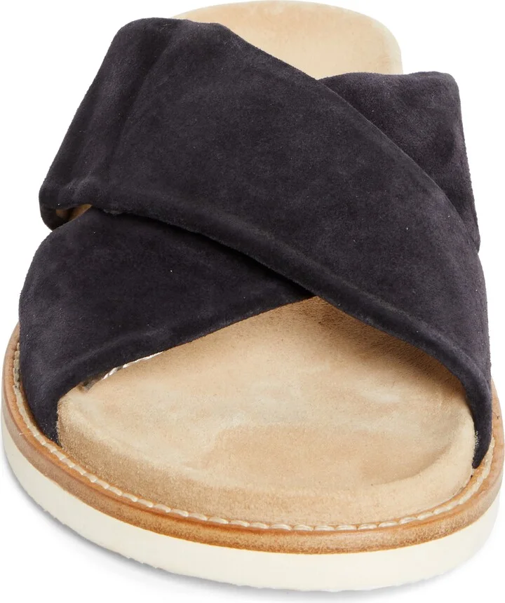 Cross Strap Suede Slide Sandal - Image 4