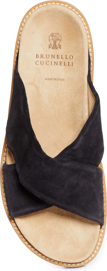 Cross Strap Suede Slide Sandal - Image 5