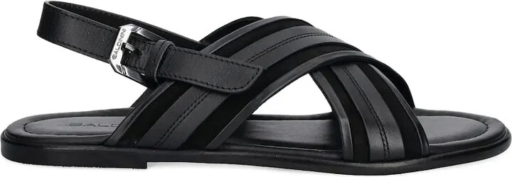 Crossed-Strap Leather Sandals