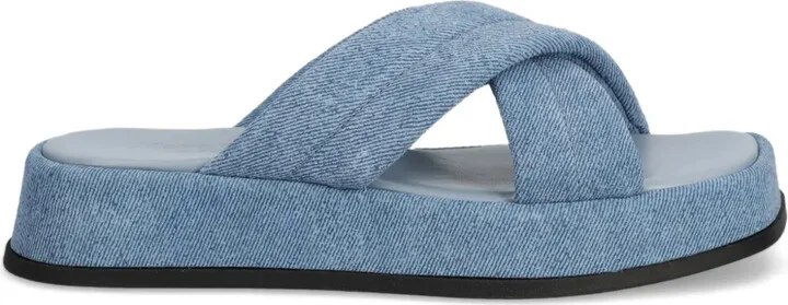 Crossover Denim-Effect Sandals