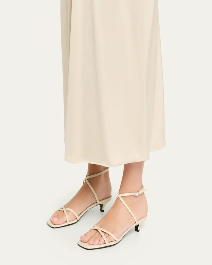 Crossover Leather Kitten-Heel Sandals - Image 3