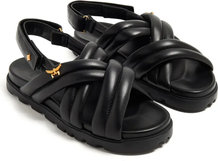 Crossover Padded Leather Sandals - Image 2