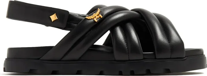 Crossover Padded Leather Sandals