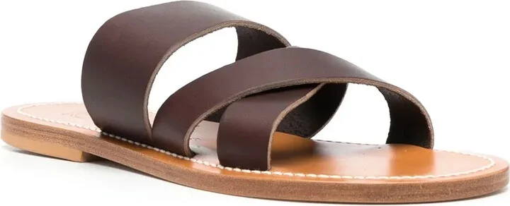 Crossover-Strap Calf-Leather Slides - Image 2