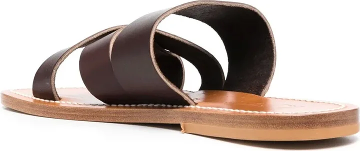 Crossover-Strap Calf-Leather Slides - Image 3