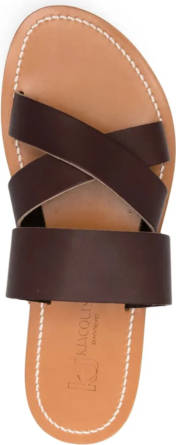 Crossover-Strap Calf-Leather Slides - Image 4