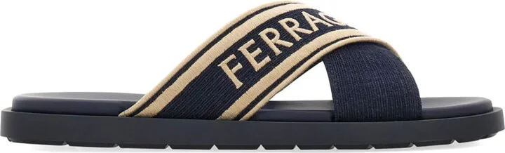 Crossover-Strap Cotton Sandals