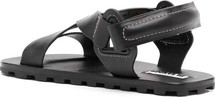 Crossover-Strap Flat Leather Sandals - Image 3