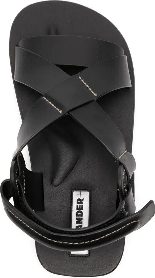Crossover-Strap Flat Leather Sandals - Image 4