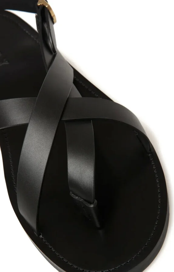 Crossover-Strap Leather Sandals - Image 4