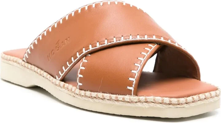 Crossover-Strap Leather Sandals - Image 2