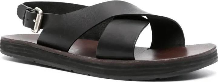 Crossover-Strap Leather Sandals - Image 2