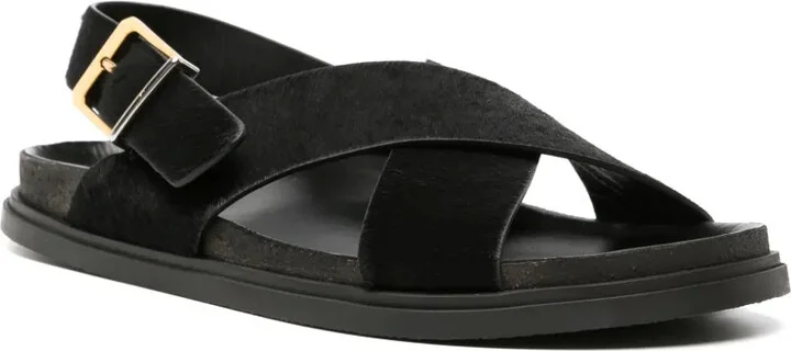 Crossover-Strap Leather Sandals - Image 2
