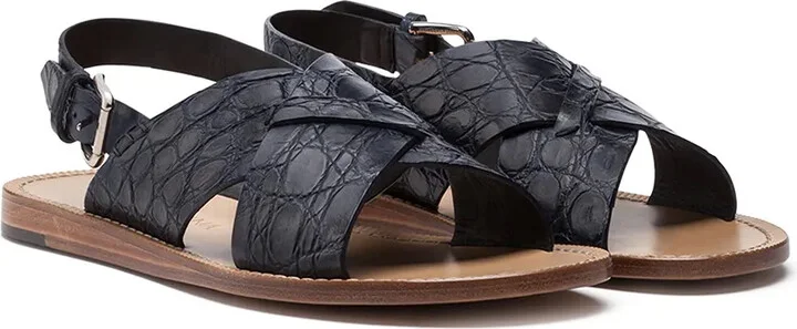Crossover-Strap Leather Sandals - Image 2
