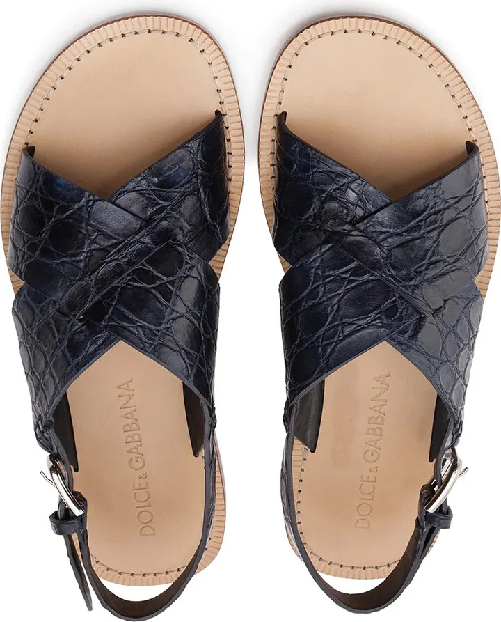 Crossover-Strap Leather Sandals - Image 4