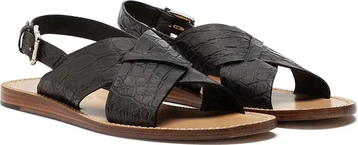 Crossover-Strap Leather Sandals - Image 2