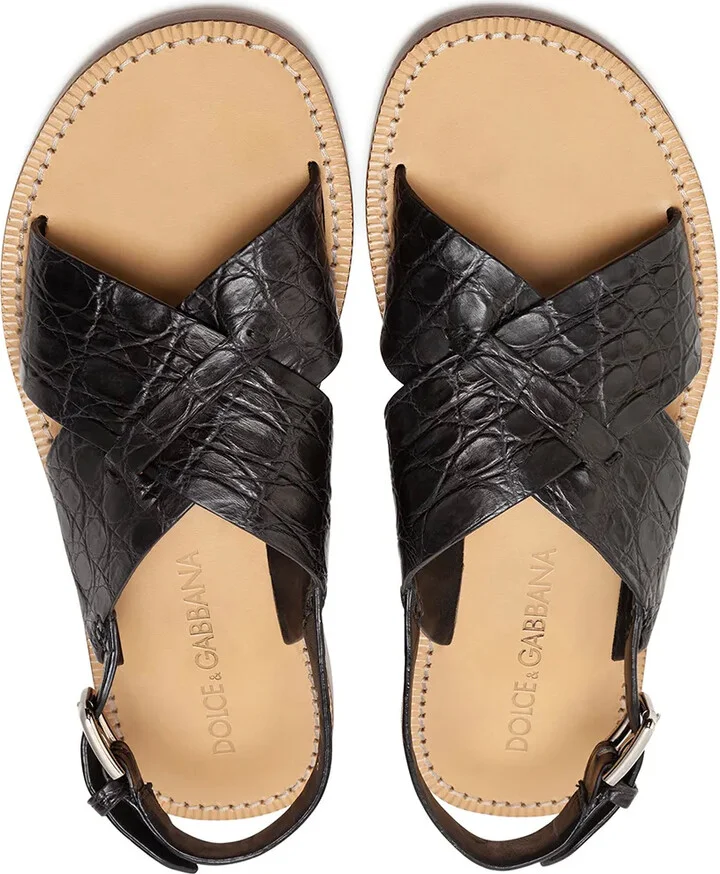 Crossover-Strap Leather Sandals - Image 4