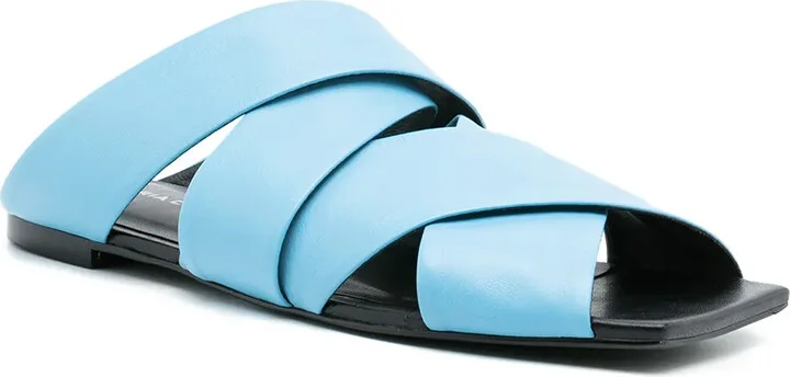 Crossover-Strap Leather Sandals - Image 2