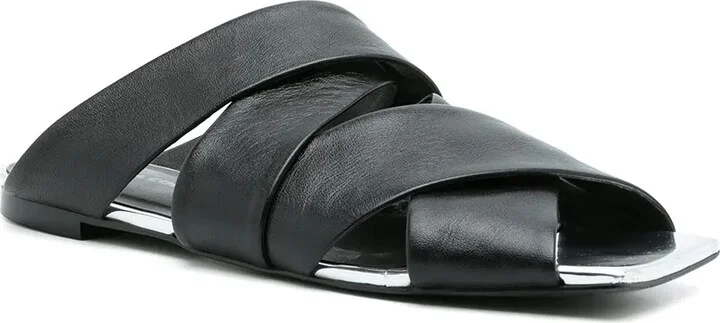 Crossover-Strap Leather Sandals - Image 2