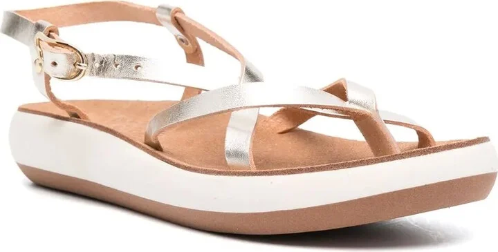 Crossover-Strap Leather Sandals - Image 2