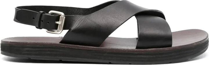 Crossover-Strap Leather Sandals
