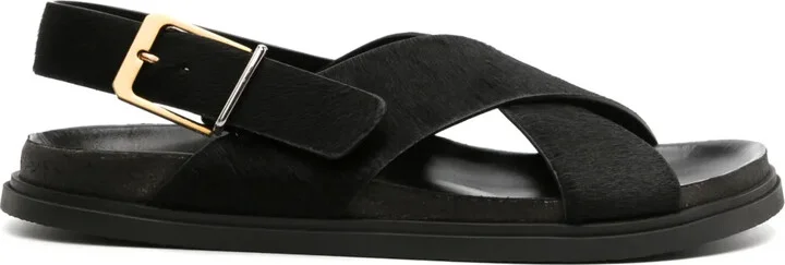 Crossover-Strap Leather Sandals