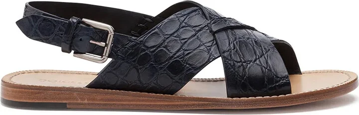 Crossover-Strap Leather Sandals