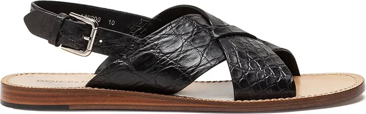 Crossover-Strap Leather Sandals