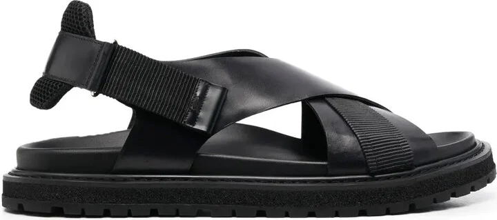 Crossover-Strap Leather Sandals
