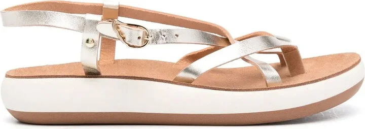 Crossover-Strap Leather Sandals