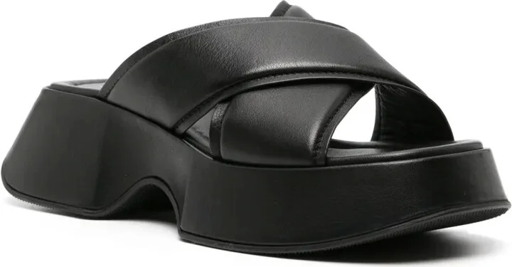 Crossover-Strap Leather Slides - Image 2