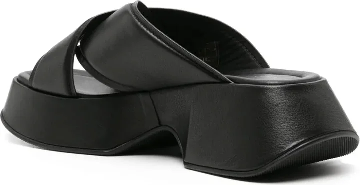 Crossover-Strap Leather Slides - Image 3