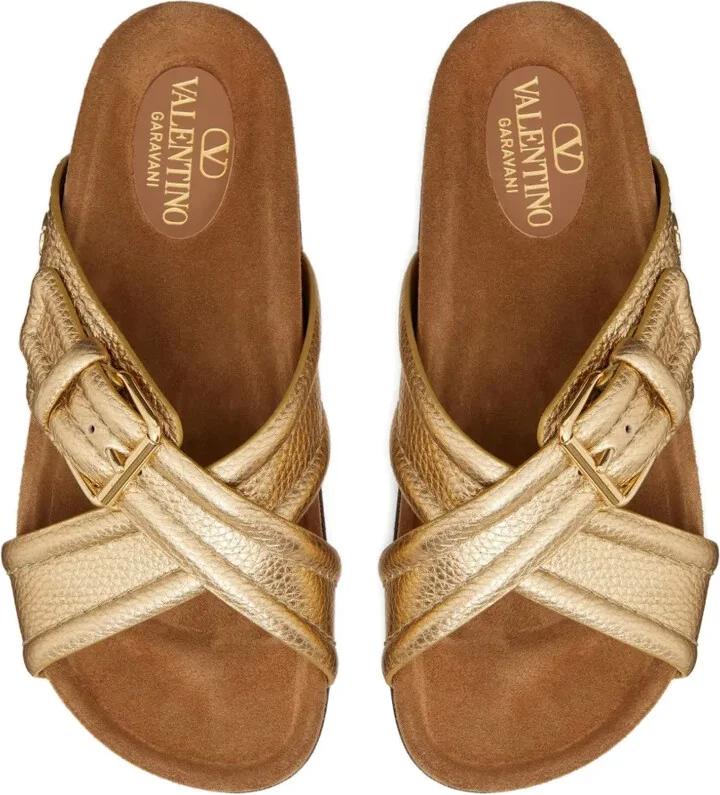 Crossover-Strap Leather Slides - Image 4