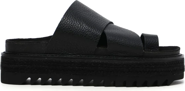 Crossover-Strap Leather Slides